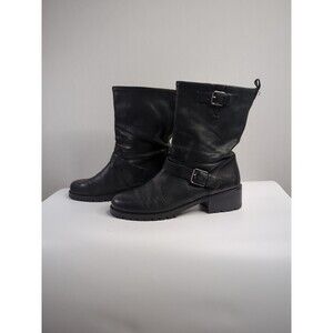 Cole Haan W00198 Hemlock Black Leather Buckle Harness Engineer Boot Womens 11 ?